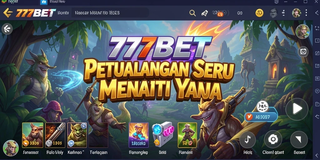 Tampilan layar permainan 777BET yang menampilkan aksi petualangan seru.