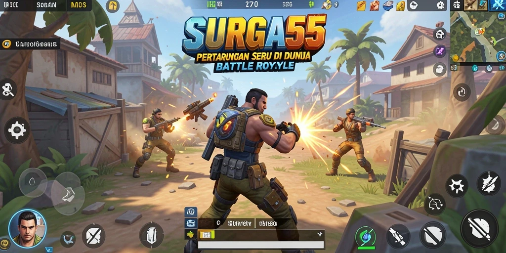 Tangkapan layar SURGA55 menampilkan gameplay yang intens dan menegangkan dalam mode Battle Royale.