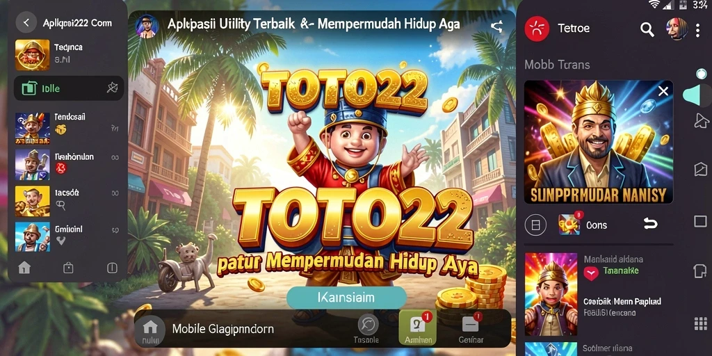 Tampilan utama aplikasi TOTO22 dengan berbagai fitur Utility yang mudah diakses.