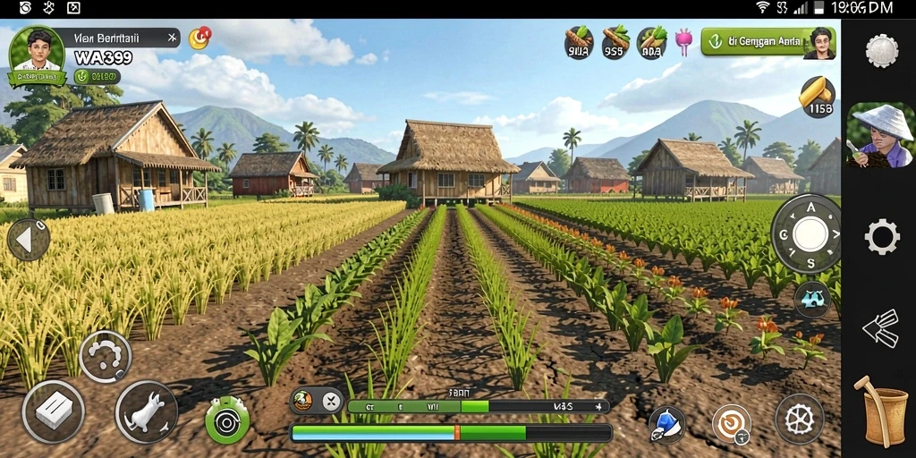 Screenshot menunjukkan gameplay seru dalam aktivitas bertani.